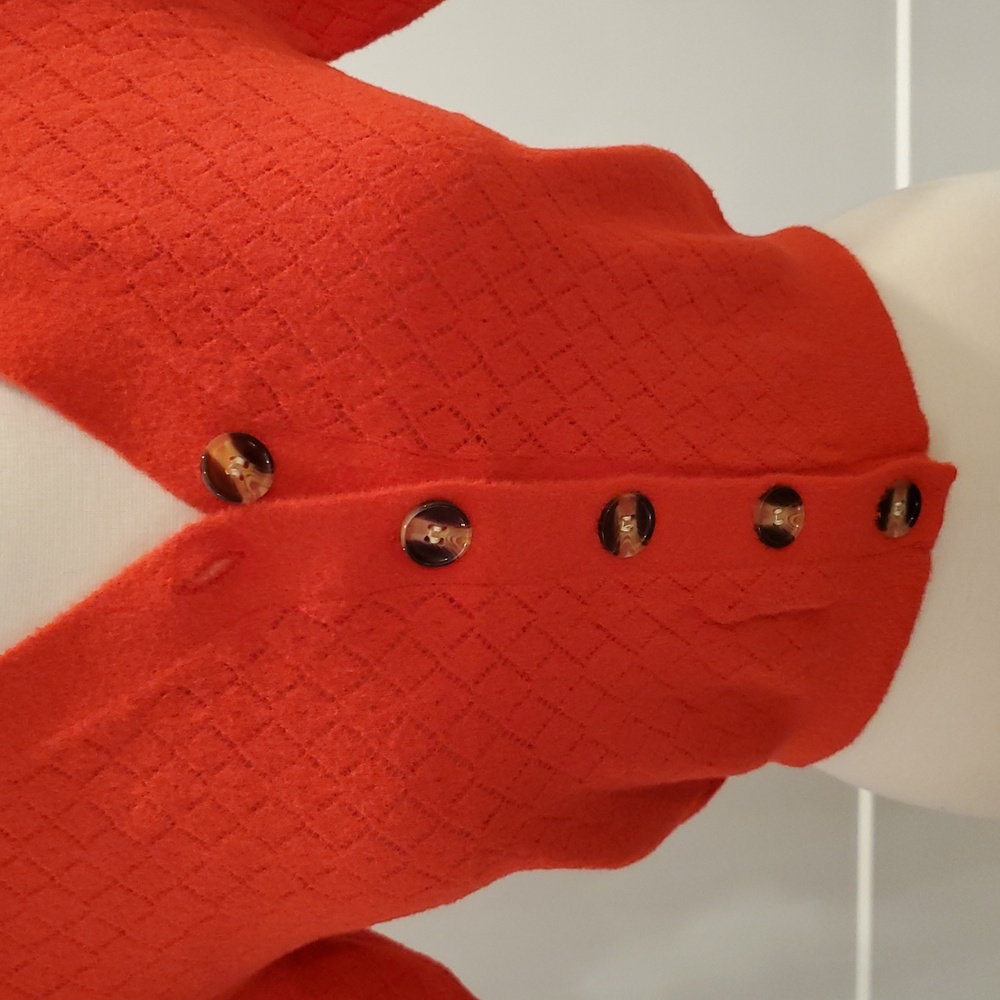 Knot Sisters Vibrant Orange Knit crop Cardigan  Size S new with tags - Picture 2 of 8